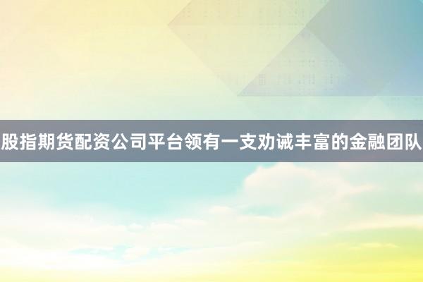 股指期货配资公司平台领有一支劝诫丰富的金融团队