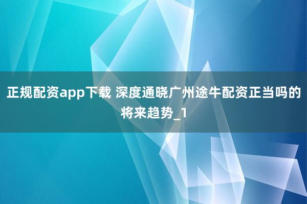 正规配资app下载 深度通晓广州途牛配资正当吗的将来趋势_1